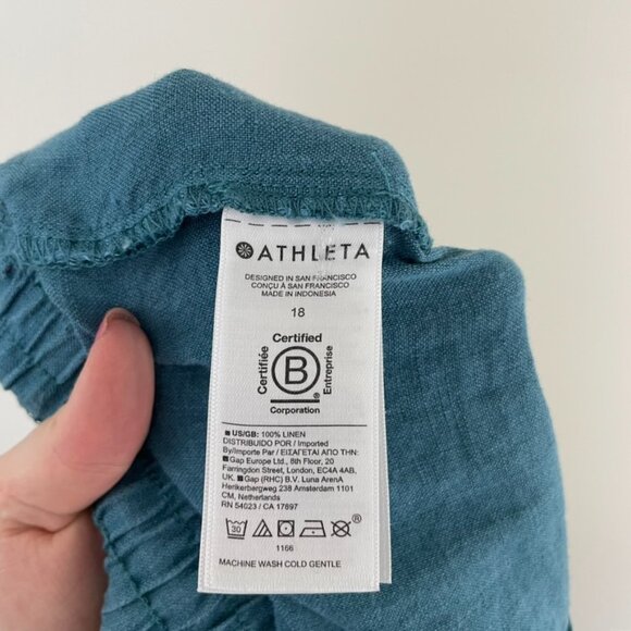 Athleta Retreat Linen High Rise Wide Leg Pants Borealis Green Size 18 - Picture 4 of 7